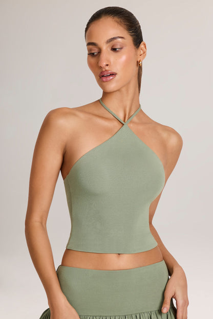 Modal Halterneck Top in Sage Green