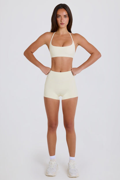 High-Waist Mini Shorts in Cream