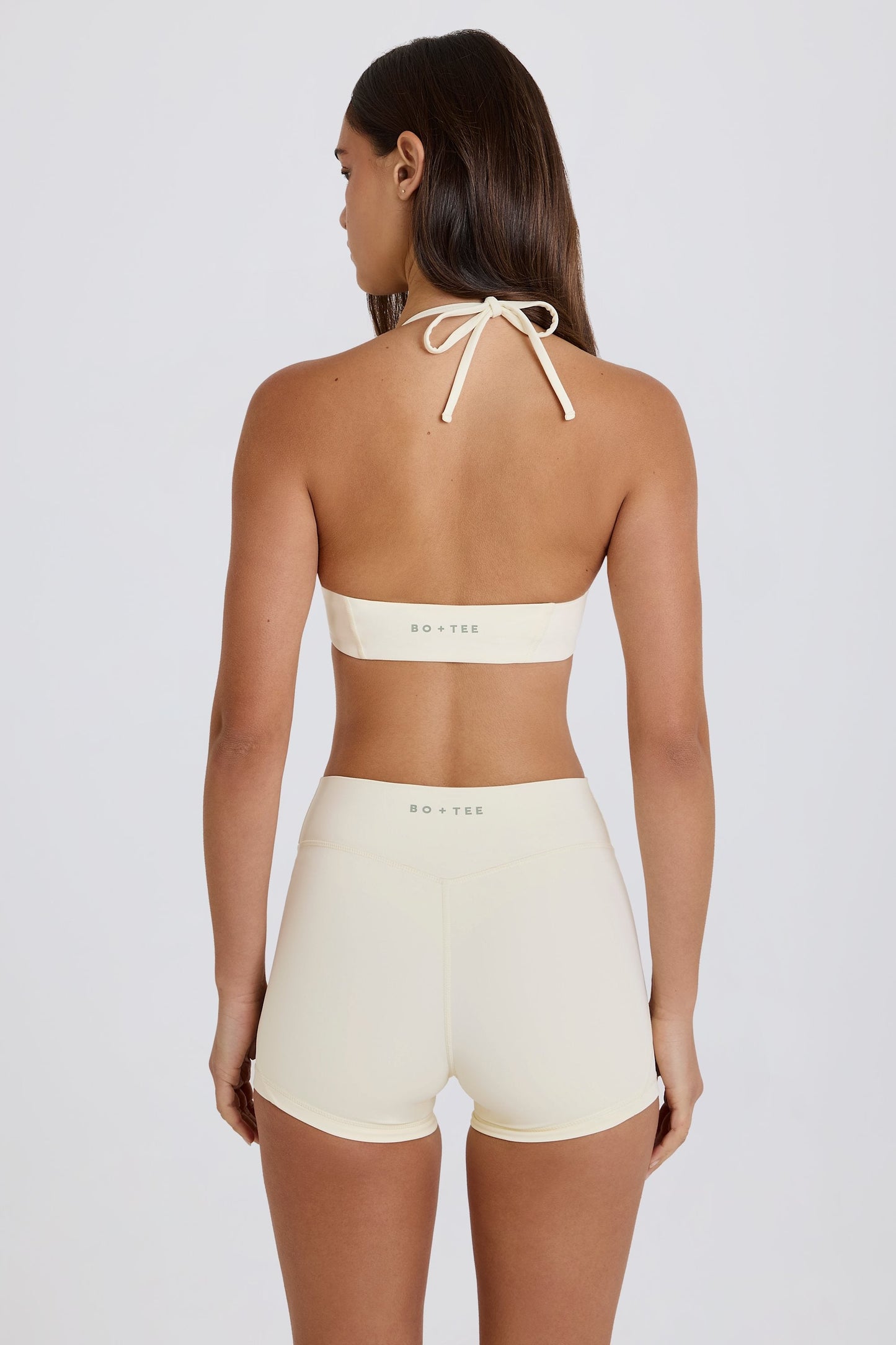 High-Waist Mini Shorts in Cream