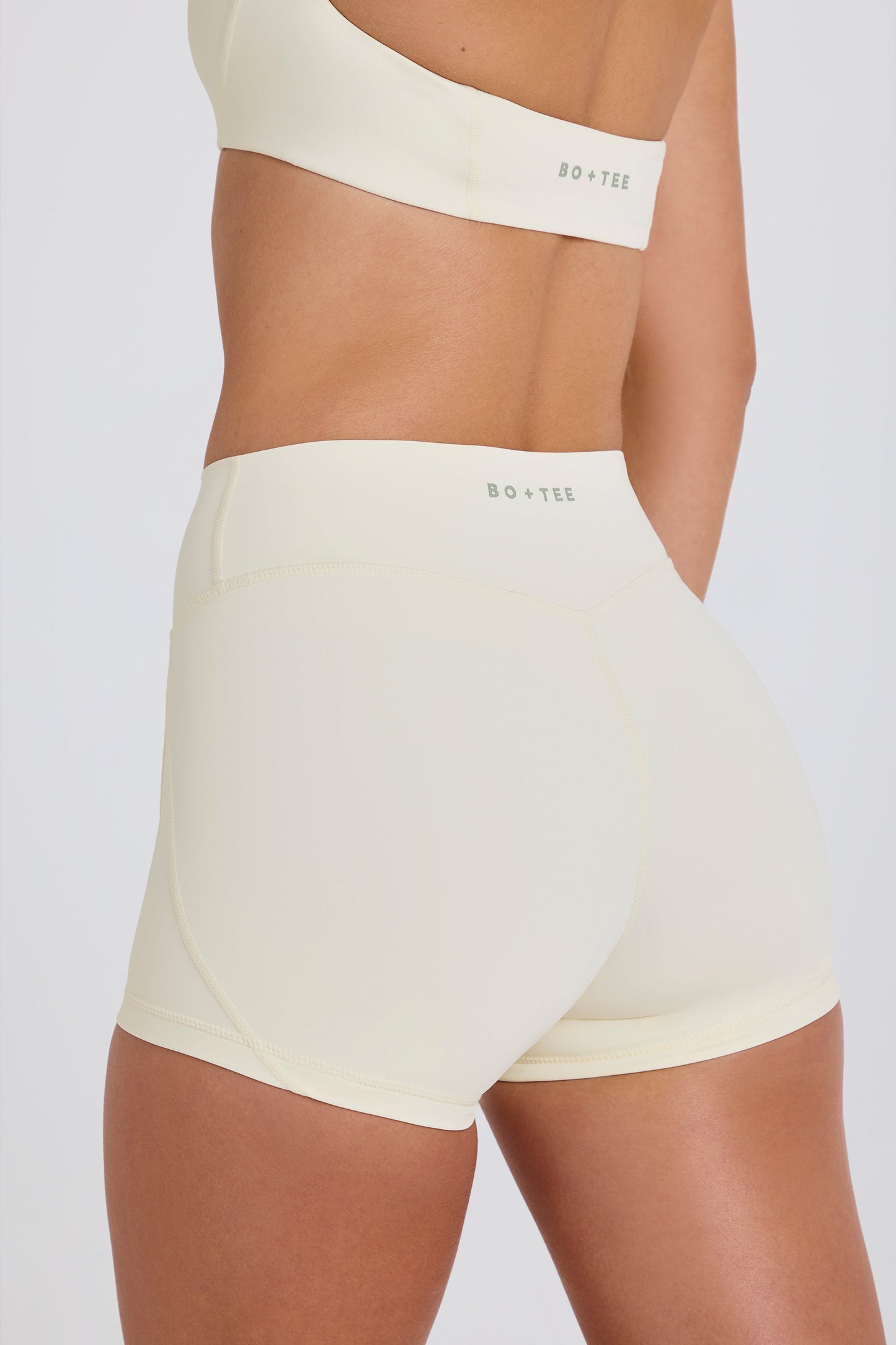 High-Waist Mini Shorts in Cream