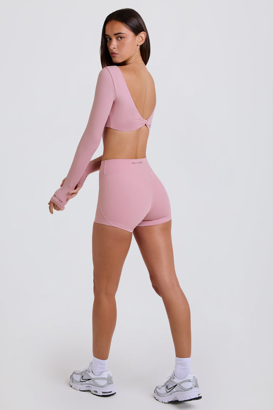 High-Waist Mini Shorts in Mauve