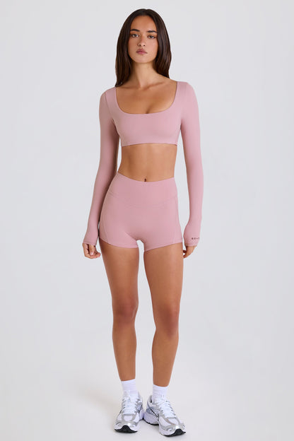 High-Waist Mini Shorts in Mauve