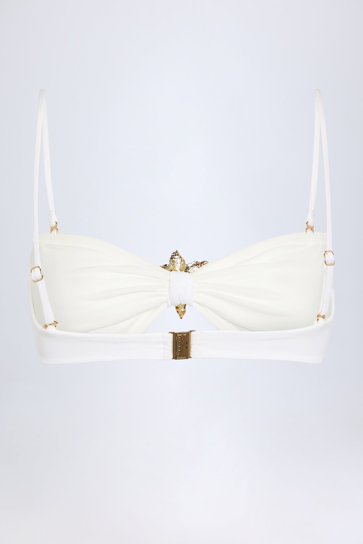 Hardware-Detail Halterneck Bikini Top in White