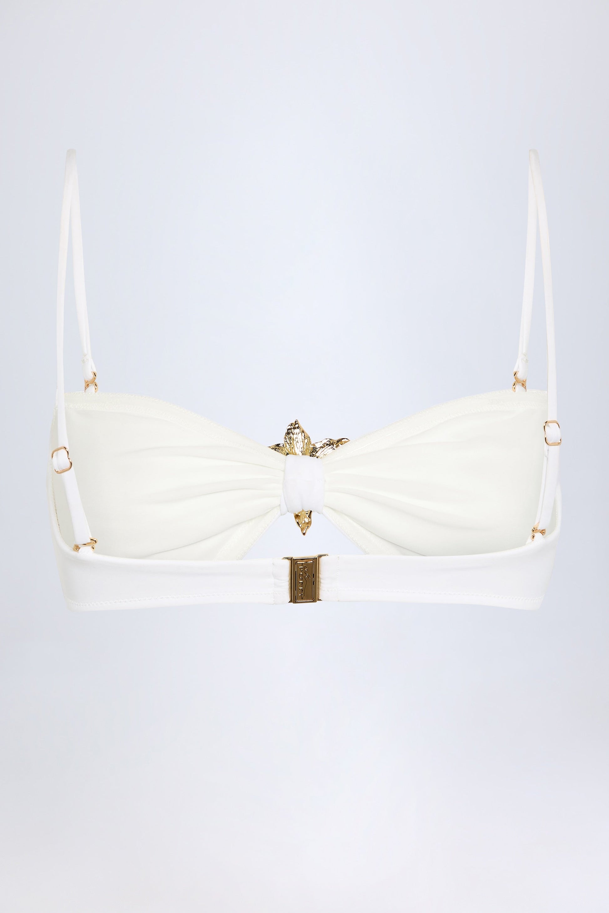 Hardware-Detail Halterneck Bikini Top in White