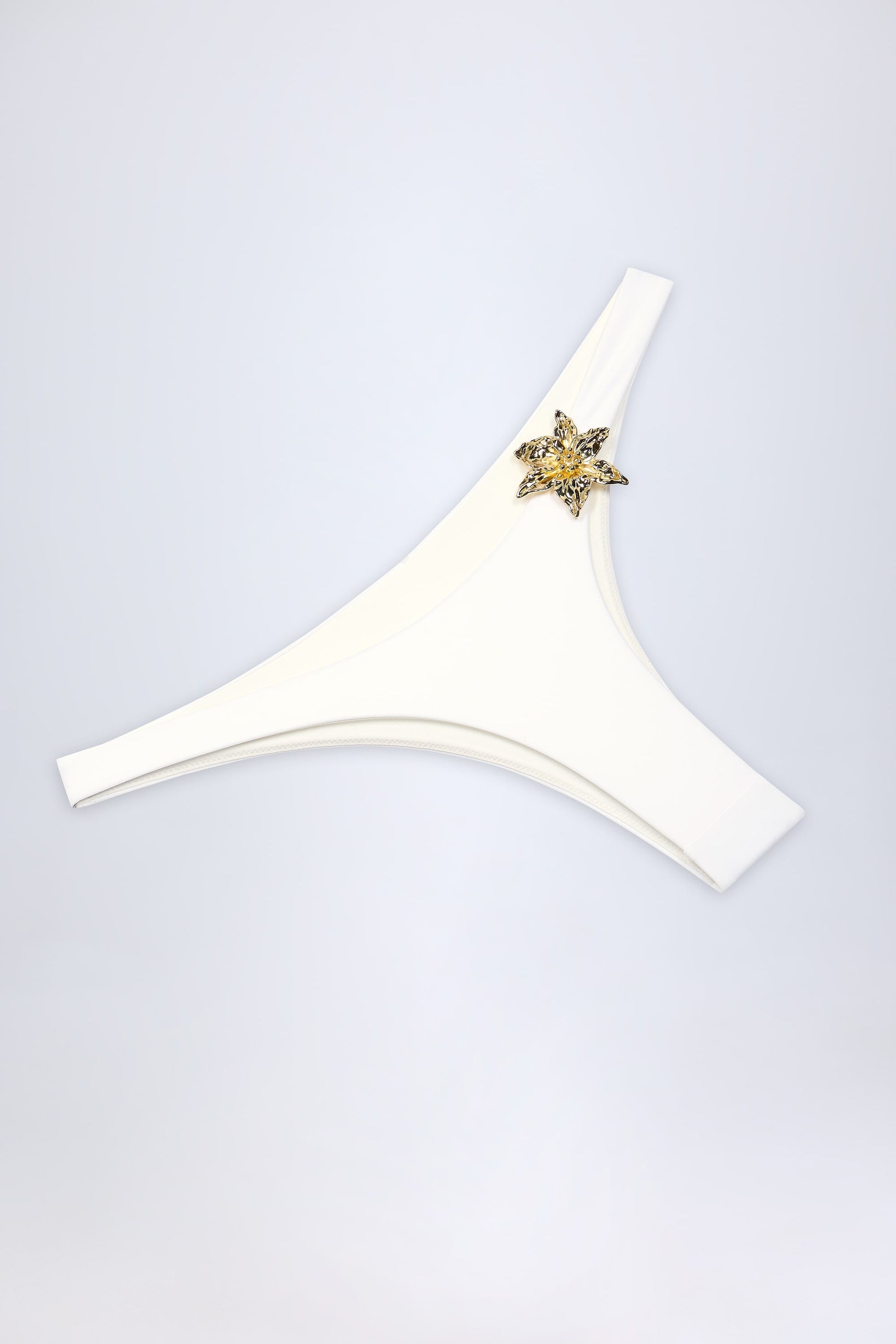 Hardware-Detail Cheeky Bikini Bottoms in White