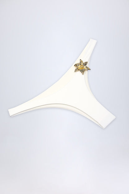 Hardware-Detail Cheeky Bikini Bottoms in White