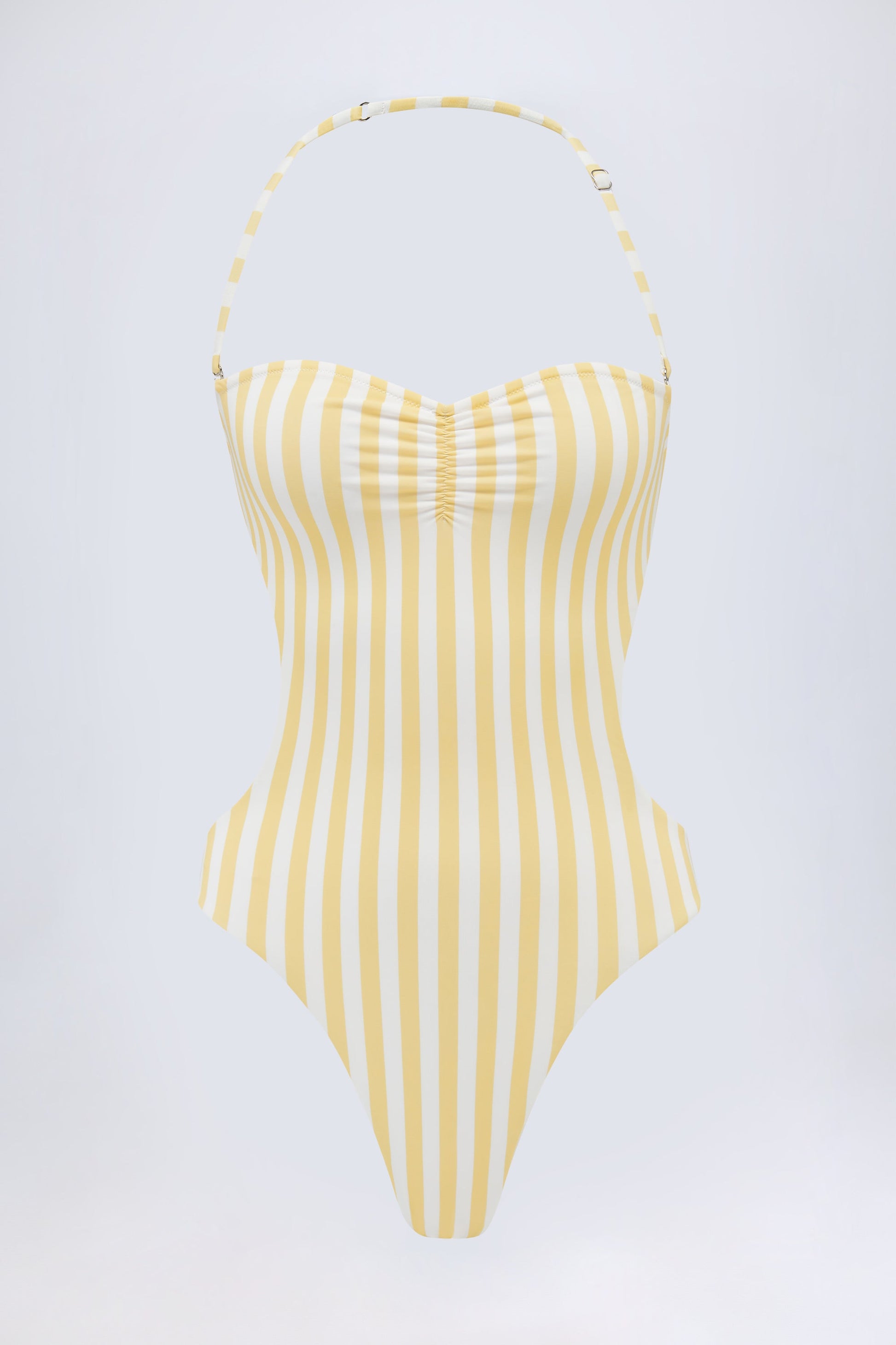 Cut-Out Halterneck Swimsuit in Lemon