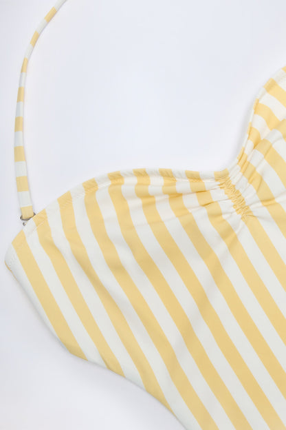 Cut-Out Halterneck Swimsuit in Lemon