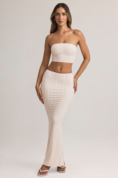 Modal Mid-Rise Maxi Skirt in Stripe Print