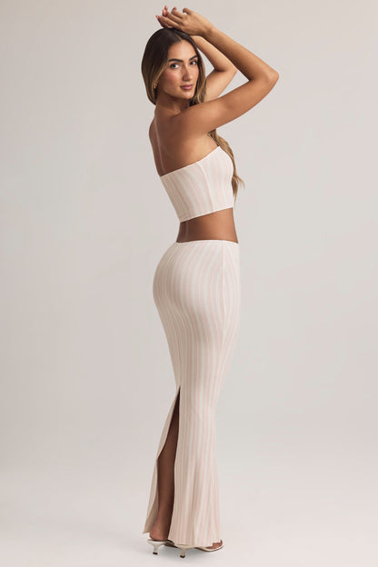 Modal Mid-Rise Maxi Skirt in Stripe Print