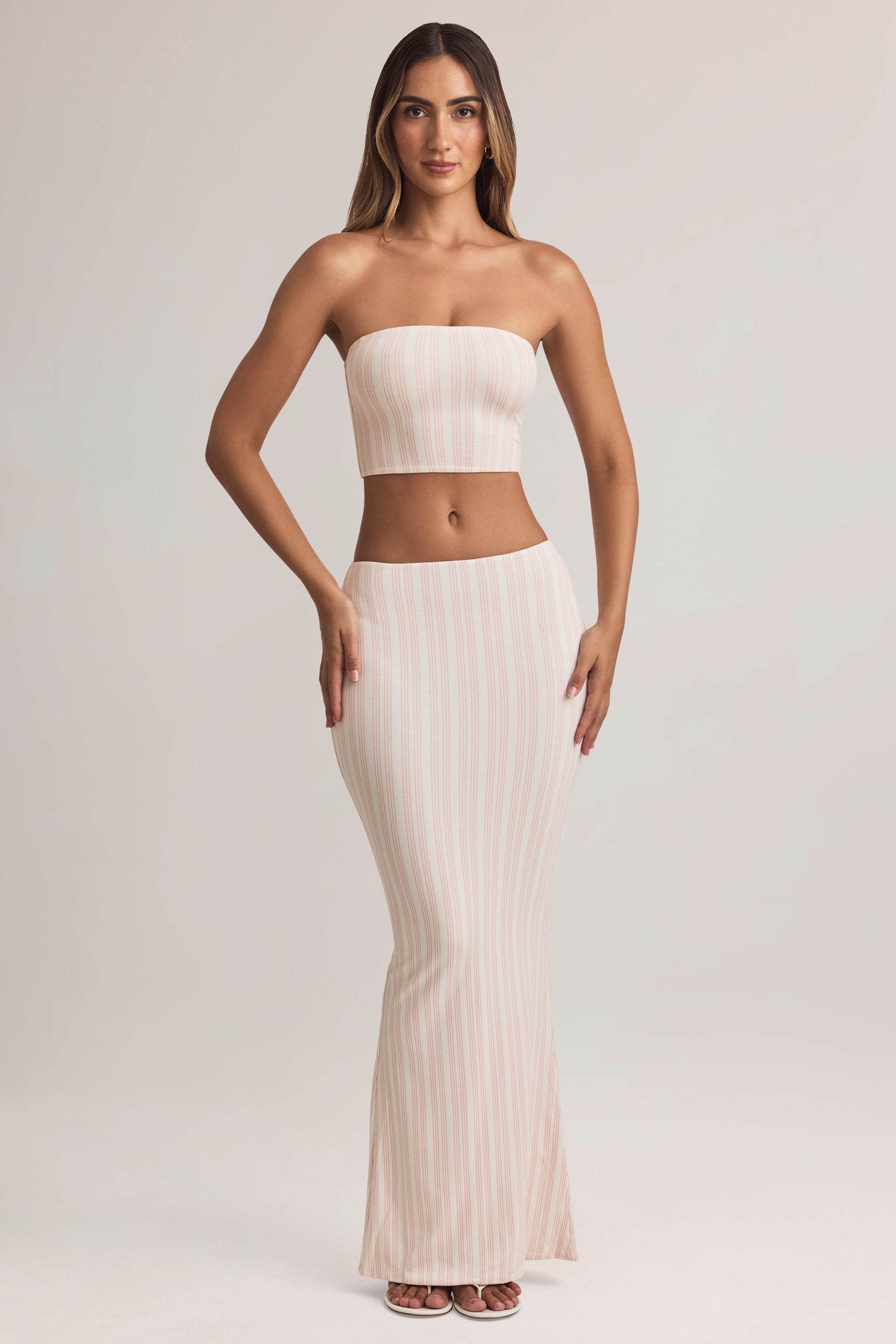 Modal Mid-Rise Maxi Skirt in Stripe Print