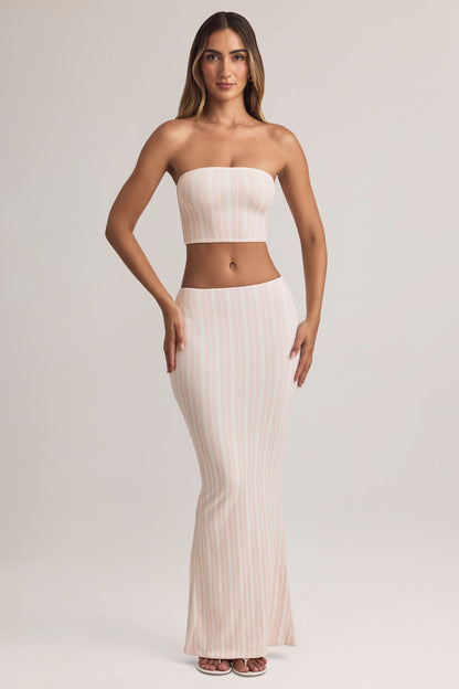 Modal Mid-Rise Maxi Skirt in Stripe Print