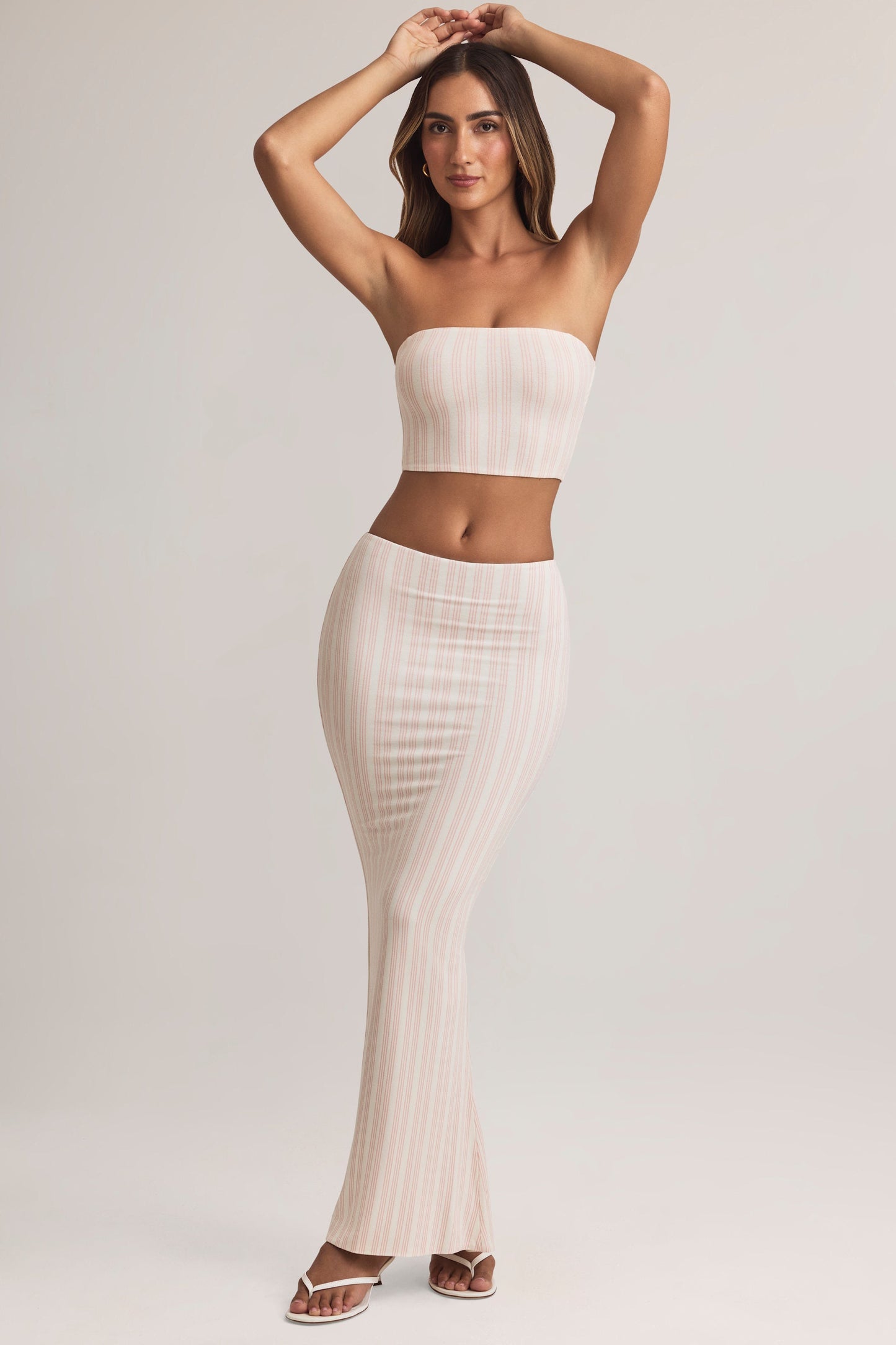 Modal Mid-Rise Maxi Skirt in Stripe Print