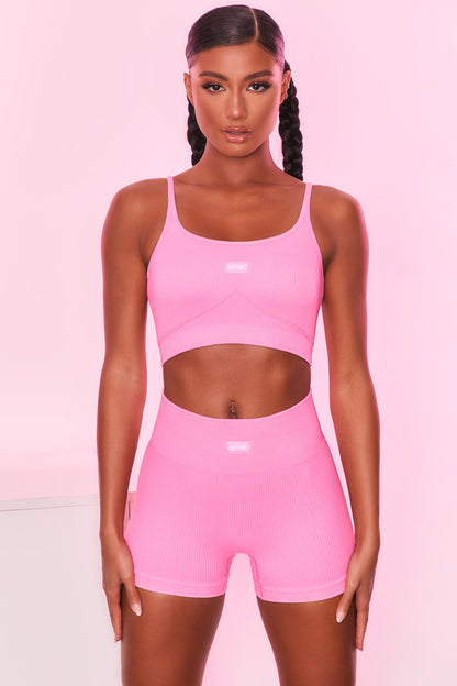 Ribbed Longline Vest in Candy Pink