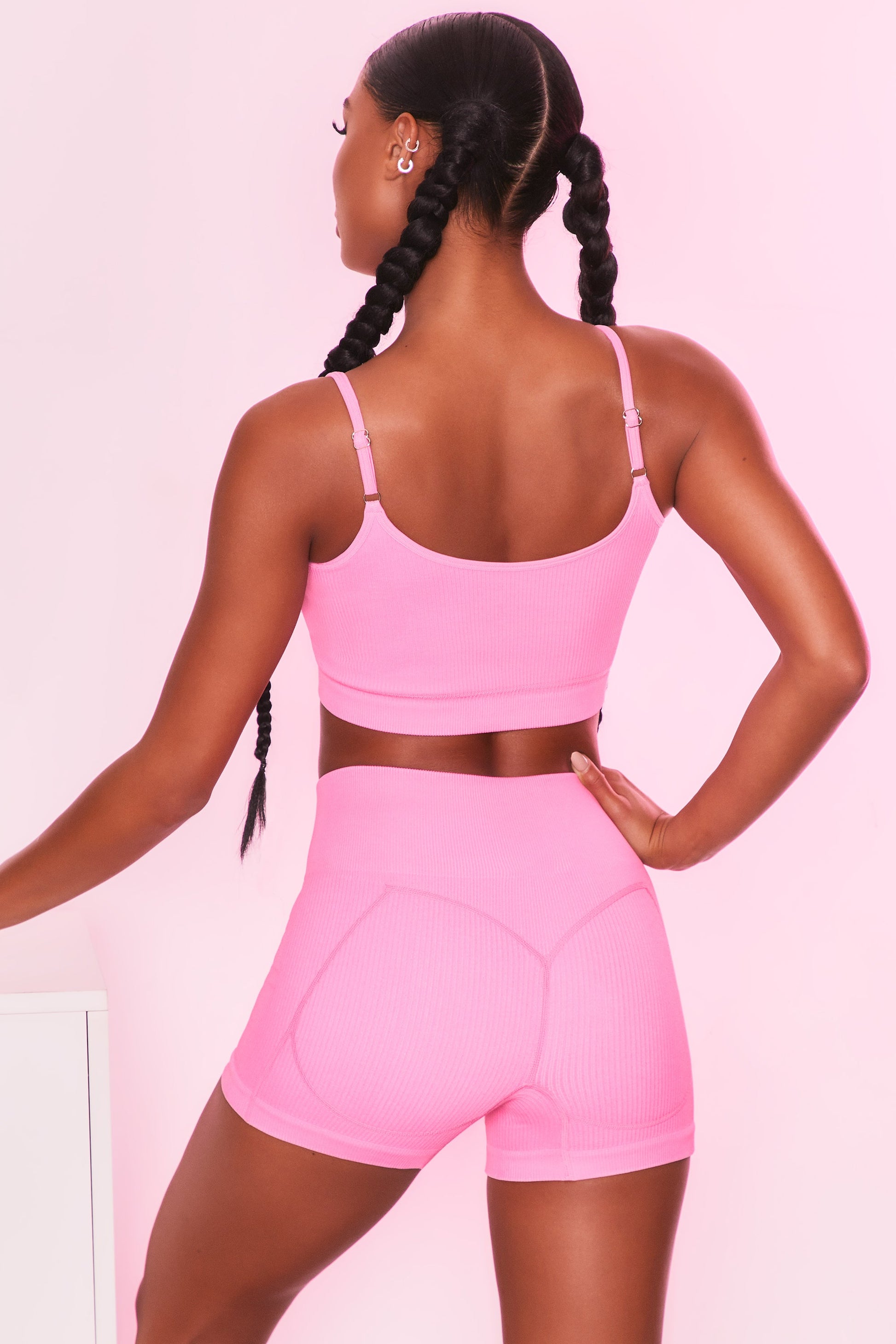 Ribbed Longline Vest in Candy Pink