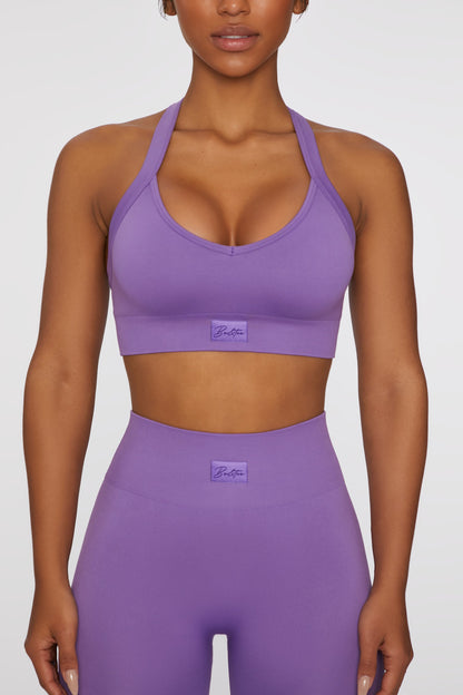 Cross Back Sports Bra in Purple