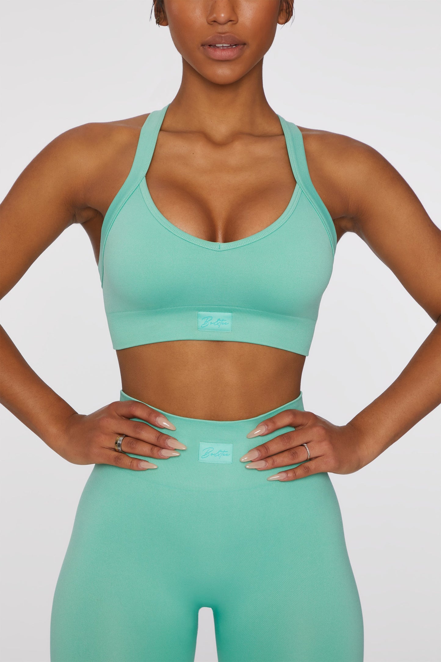 Cross Back Sports Bra in Turquoise
