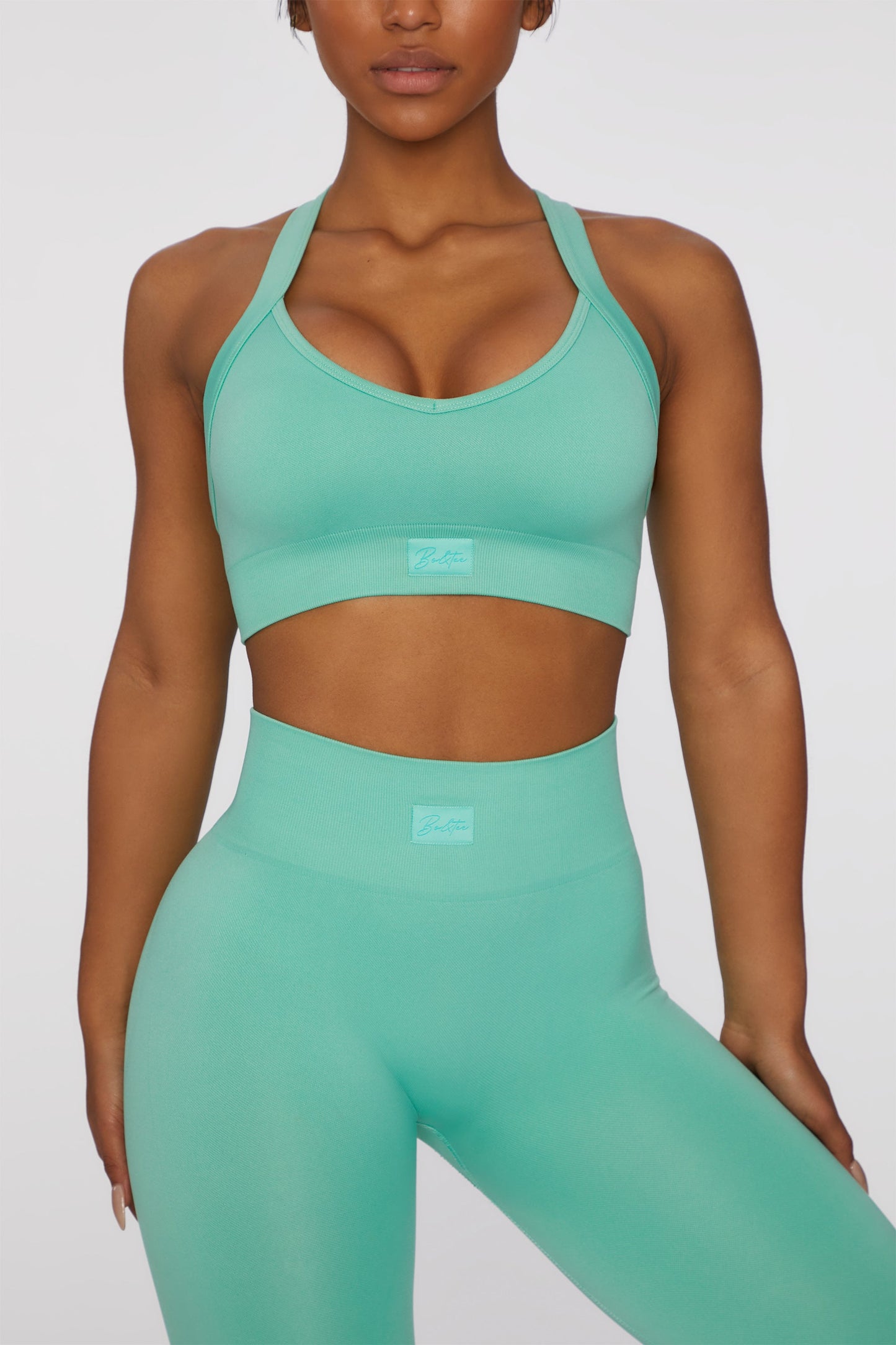 Cross Back Sports Bra in Turquoise