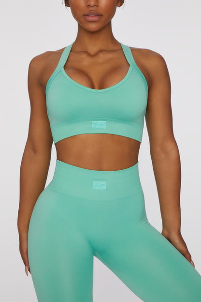 Cross Back Sports Bra in Turquoise