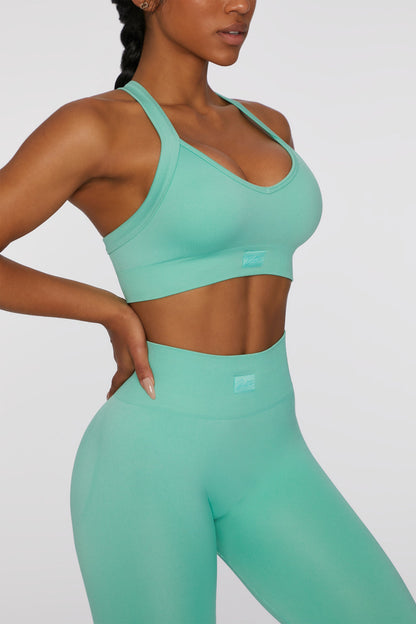 Cross Back Sports Bra in Turquoise