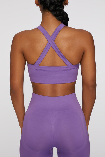 Cross Back Sports Bra in Purple