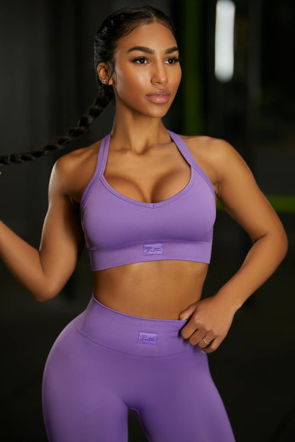 Cross Back Sports Bra in Purple