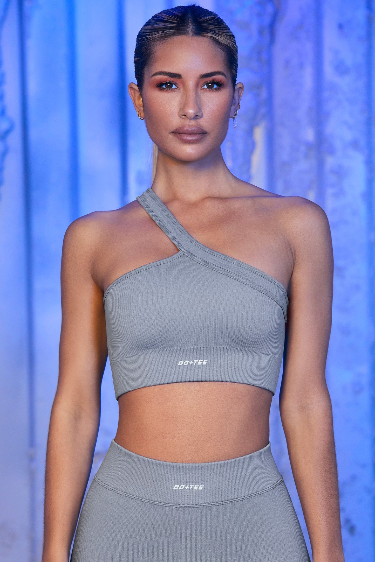 One Shoulder Sports Bra in Grey