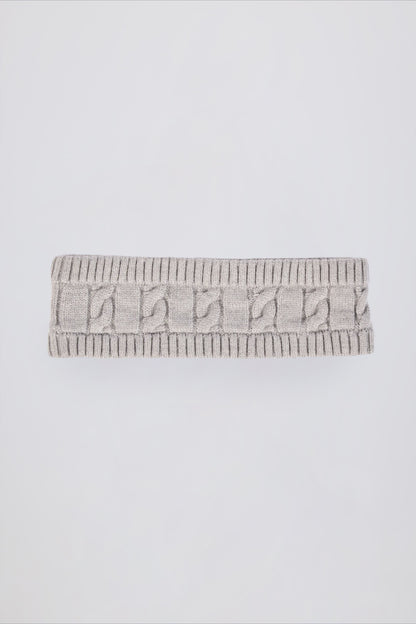 Cable-Knit Headband in Grey Marl