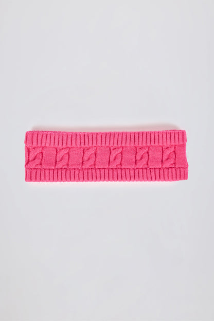 Cable-Knit Headband in Hot Pink