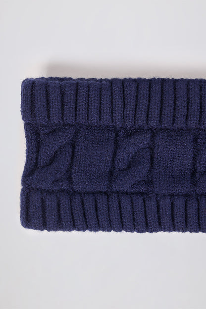 Cable-Knit Headband in Navy