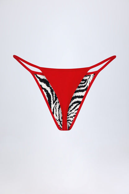 Thong Bikini Bottoms in Zebra Print