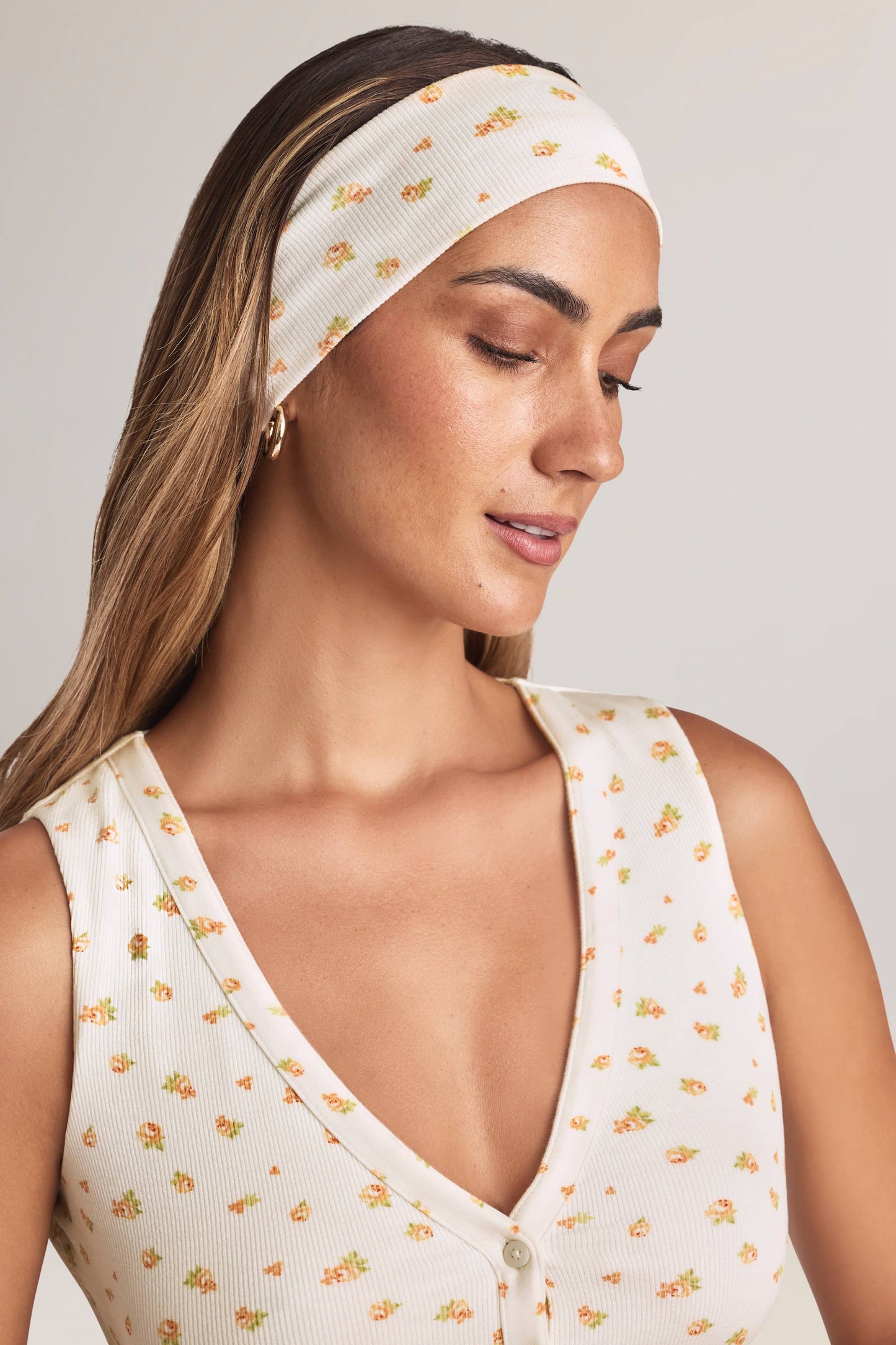 Modal Ribbed Headband in Floral Print