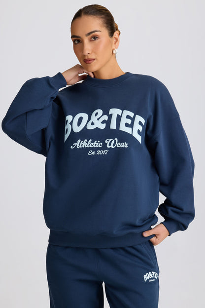 Oversized Crew-Neck Sweatshirt in Dark Navy