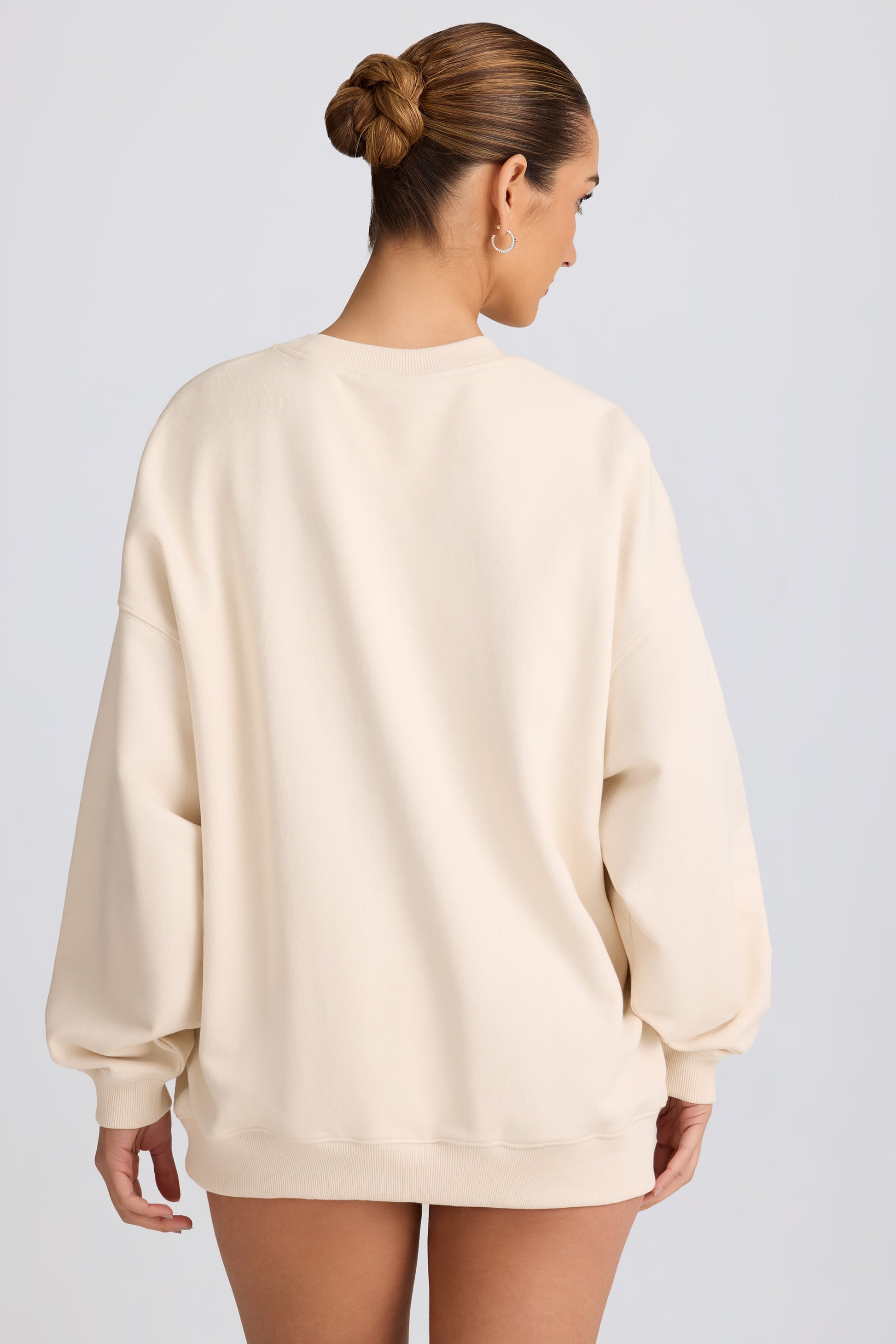 Oversized Crew-Neck Sweatshirt in Ecru