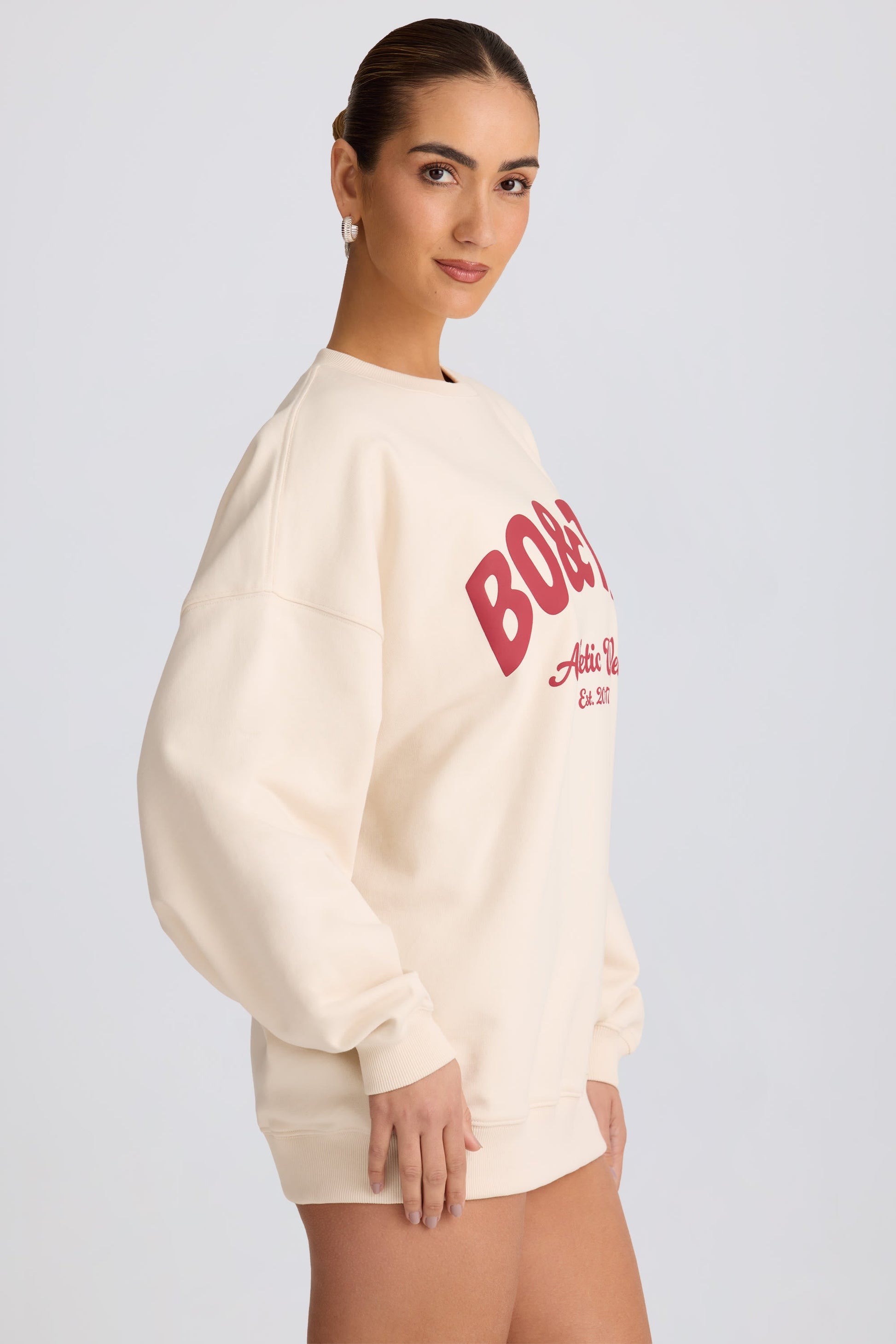 Oversized Crew-Neck Sweatshirt in Ecru