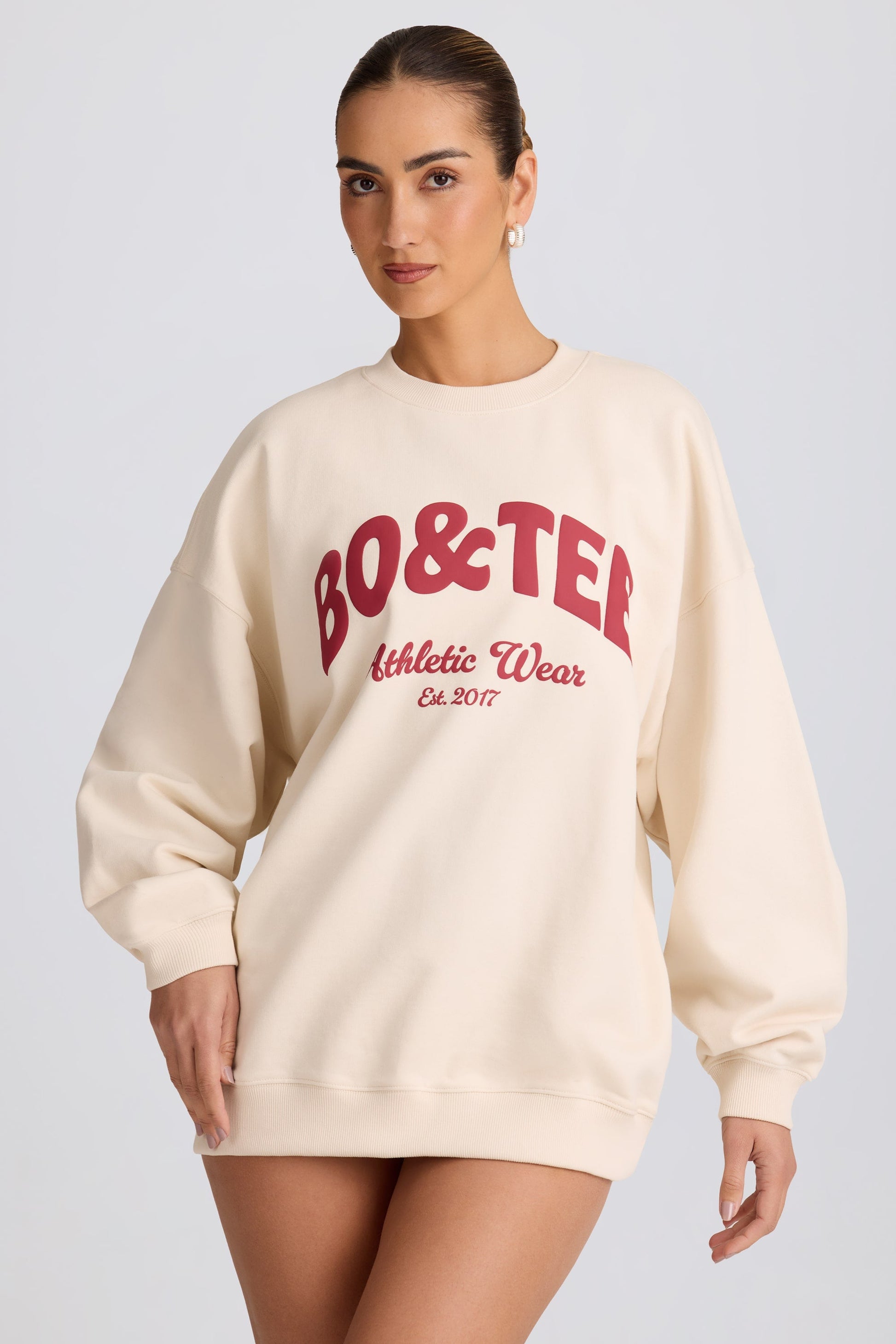 Oversized Crew-Neck Sweatshirt in Ecru