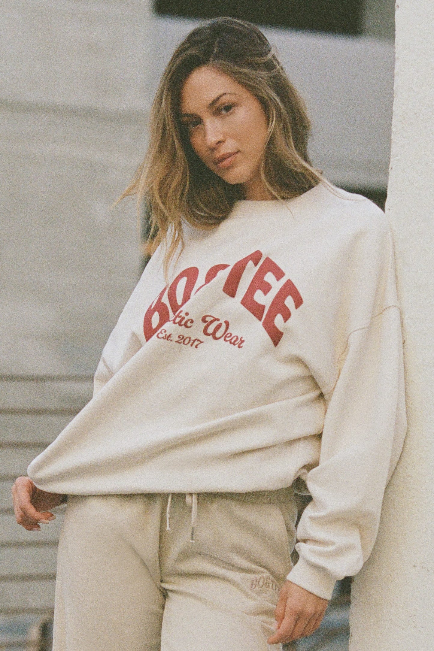 Oversized Crew-Neck Sweatshirt in Ecru