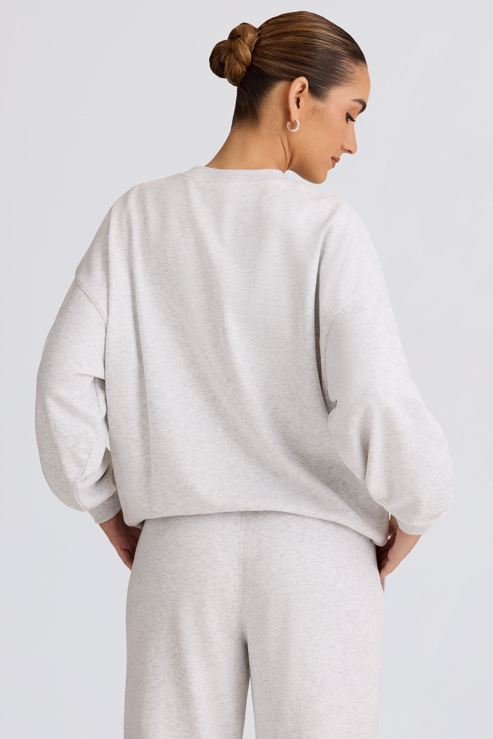 Oversized Crew-Neck Sweatshirt in Grey Marl