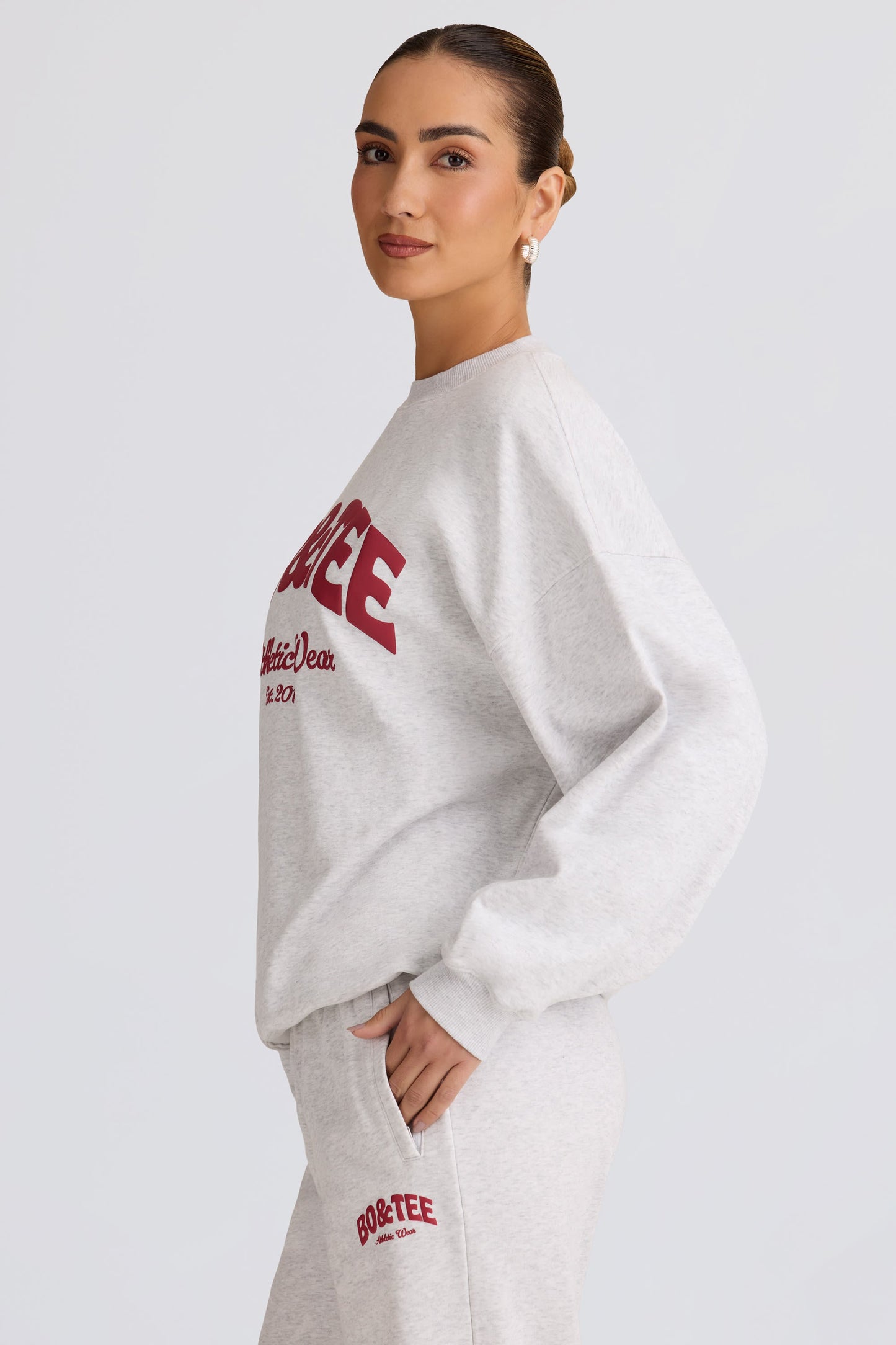 Oversized Crew-Neck Sweatshirt in Grey Marl