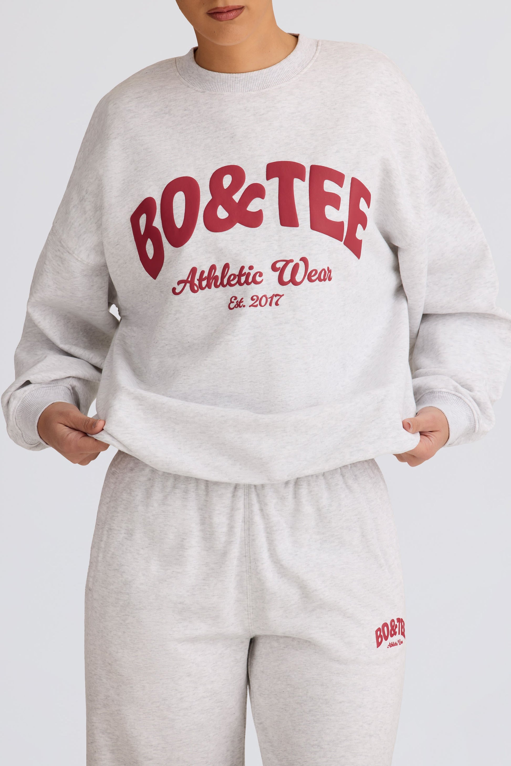 Oversized Crew-Neck Sweatshirt in Grey Marl