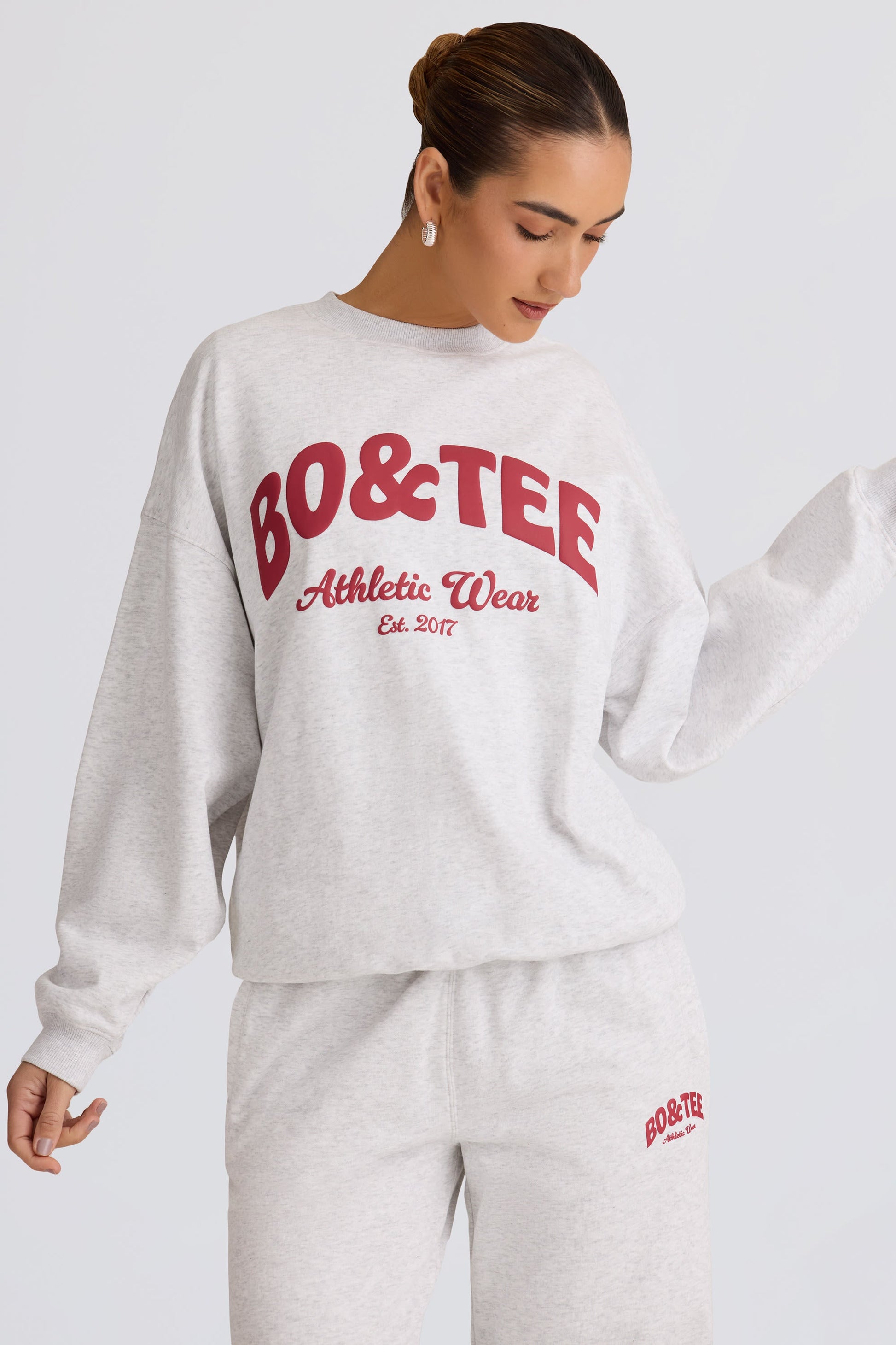 Oversized Crew-Neck Sweatshirt in Grey Marl