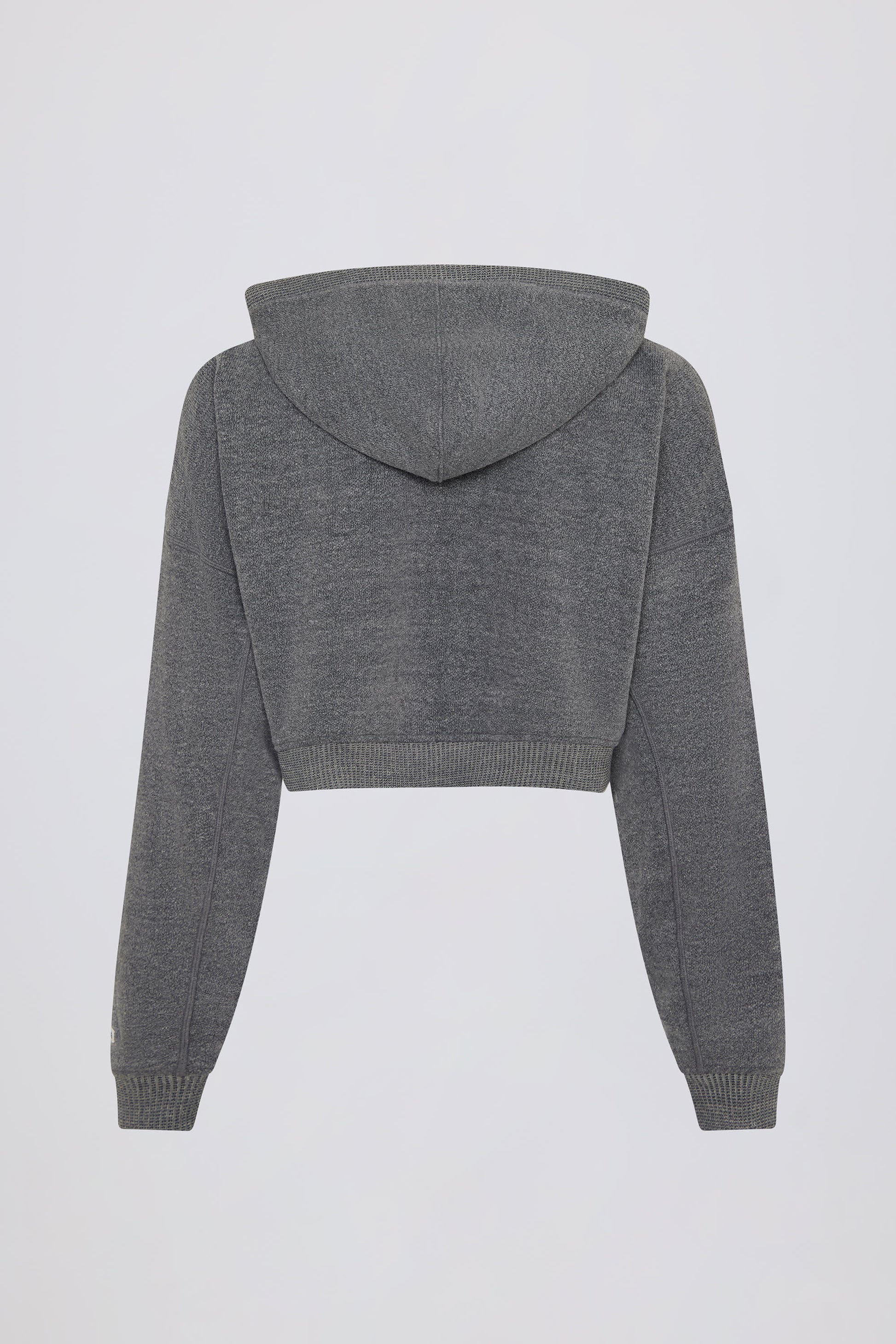 Cropped Zip-Up Hoodie in Dark Grey