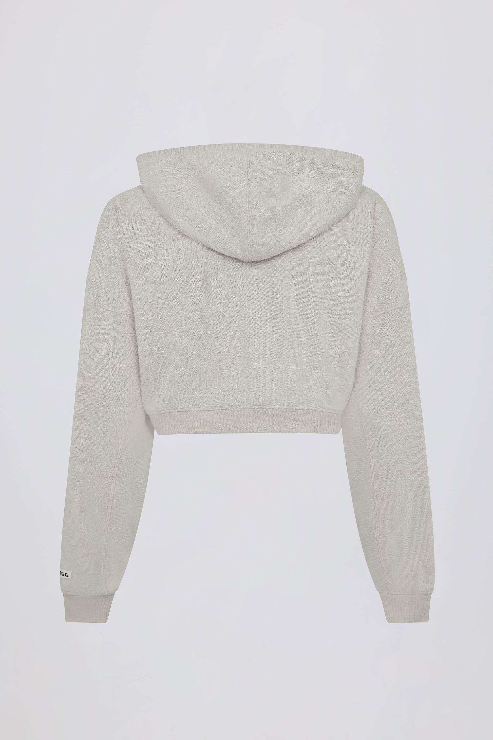 Cropped Zip-Up Hoodie in Light Grey