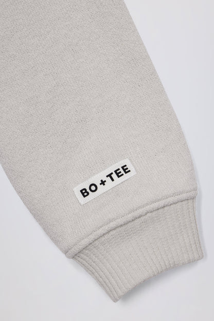 Cropped Zip-Up Hoodie in Light Grey