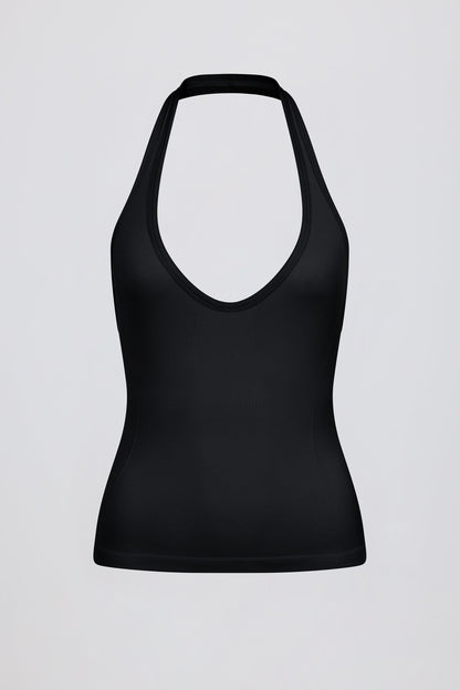 Define Luxe Halterneck Tank Top in Black