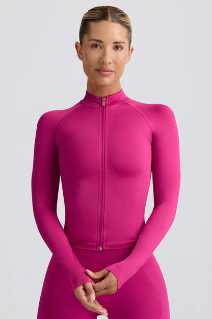 Define Luxe Zip-Up Jacket in Berry