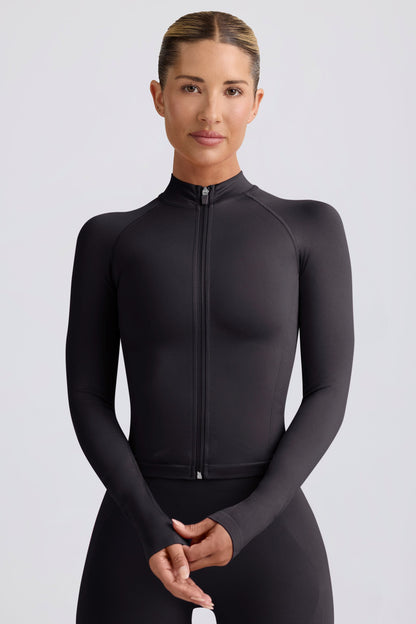 Define Luxe Zip-Up Jacket in Black