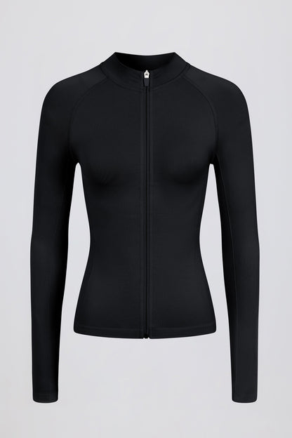 Define Luxe Zip-Up Jacket in Black