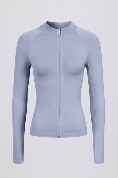 Define Luxe Zip-Up Jacket in Blue Grey