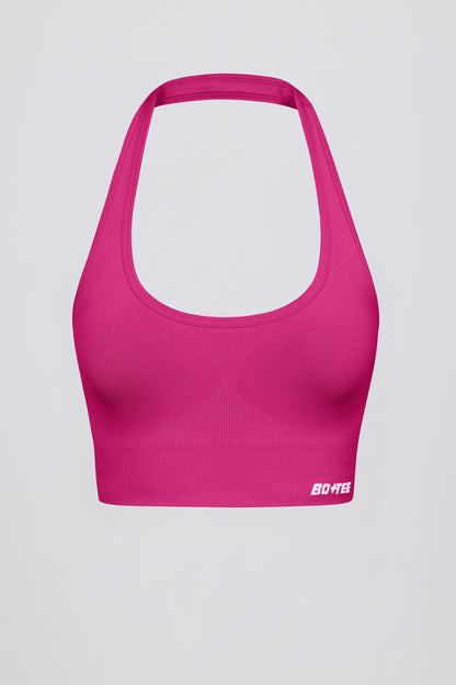 Define Luxe Halterneck Sports Bra in Berry